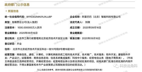 阿里巴巴智能科技公司在北京成立，注冊資本達1000萬專注軟件開發